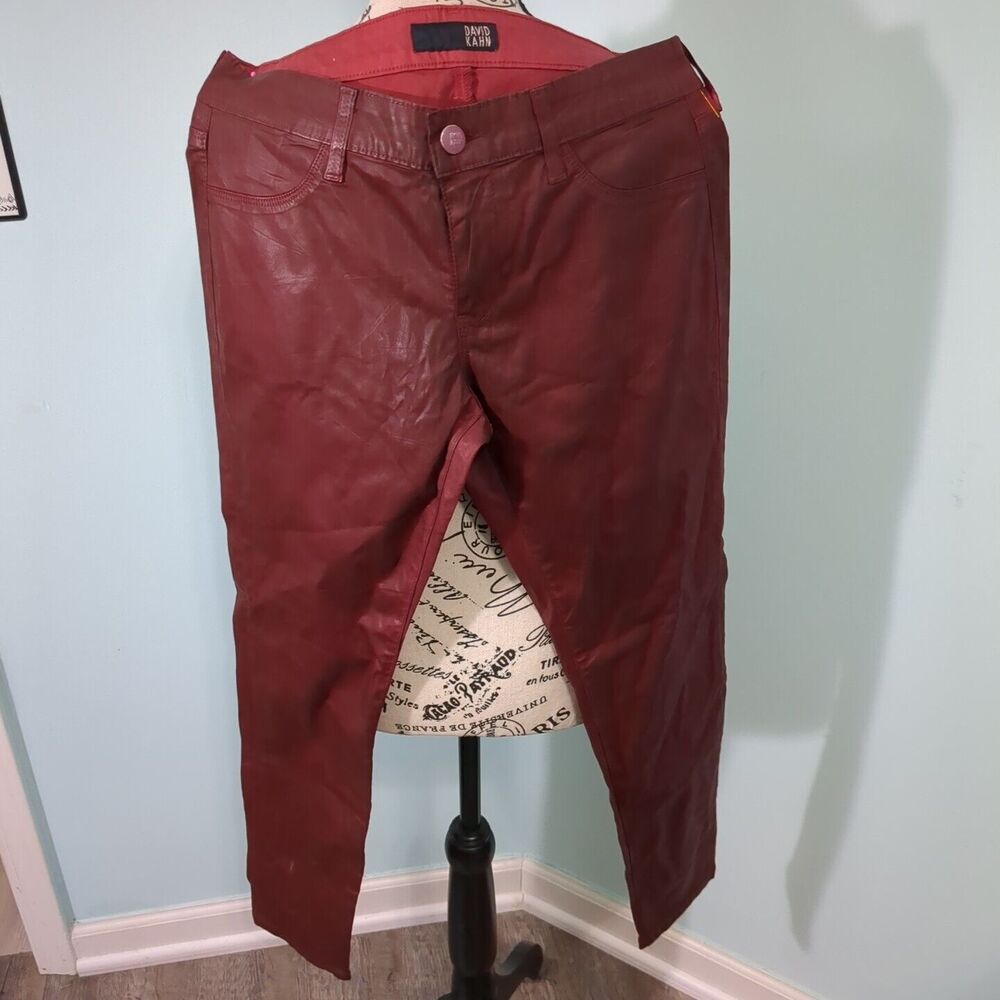 David Kahn Women's Wax Coated Jeans - Size 28 red